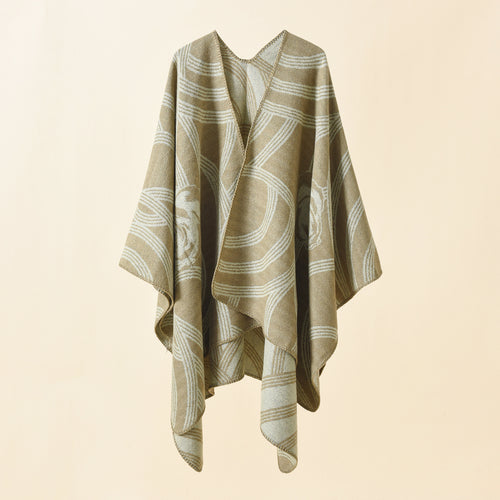 Damen Kunstvoller Wickel-Poncho mit elegantem Floraldesign Drune