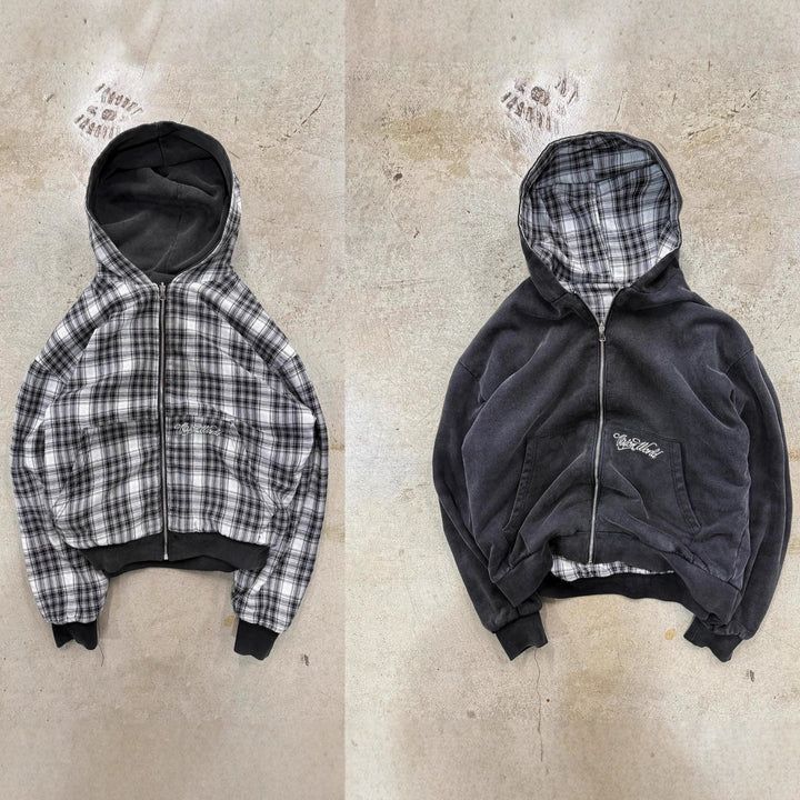 Damen gestreifte Kapuzenjacke mit doppeltem Material Drune