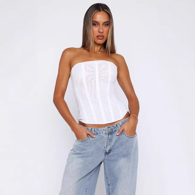 Damen Dessous-Kleid mit eleganten Fransen und transparentem Oberteil Drune