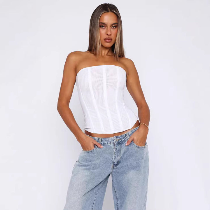 Damen Dessous-Kleid mit eleganten Fransen und transparentem Oberteil Drune