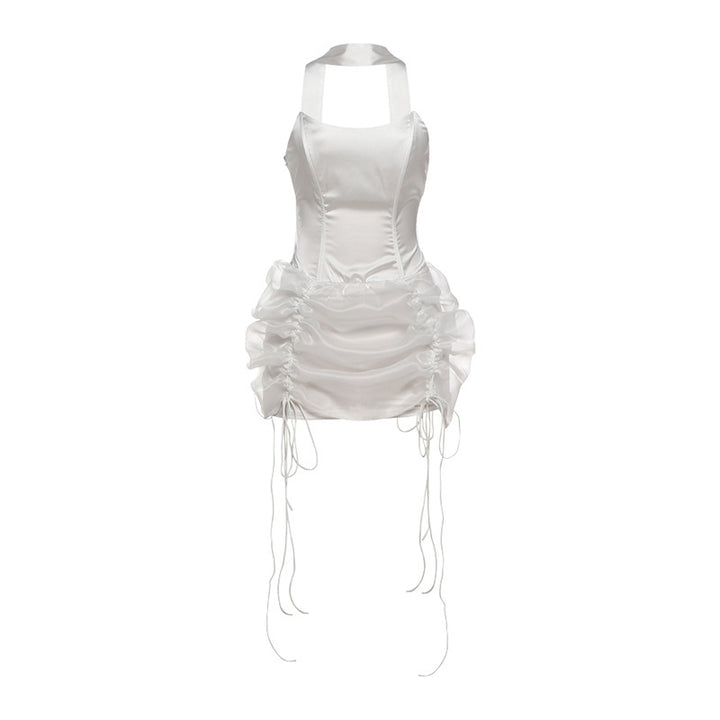 Damen Minikleid mit raffiniertem Drapierungsdesign und verstellbaren Trägern Drune