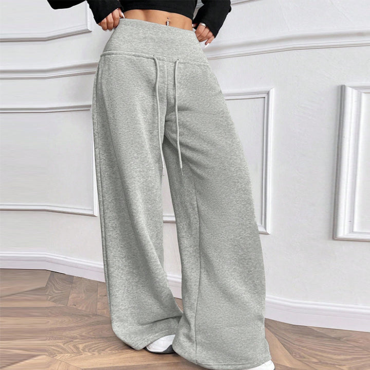 Damen bequeme und weit geschnittene Freizeithose mit elastischem Bund Drune