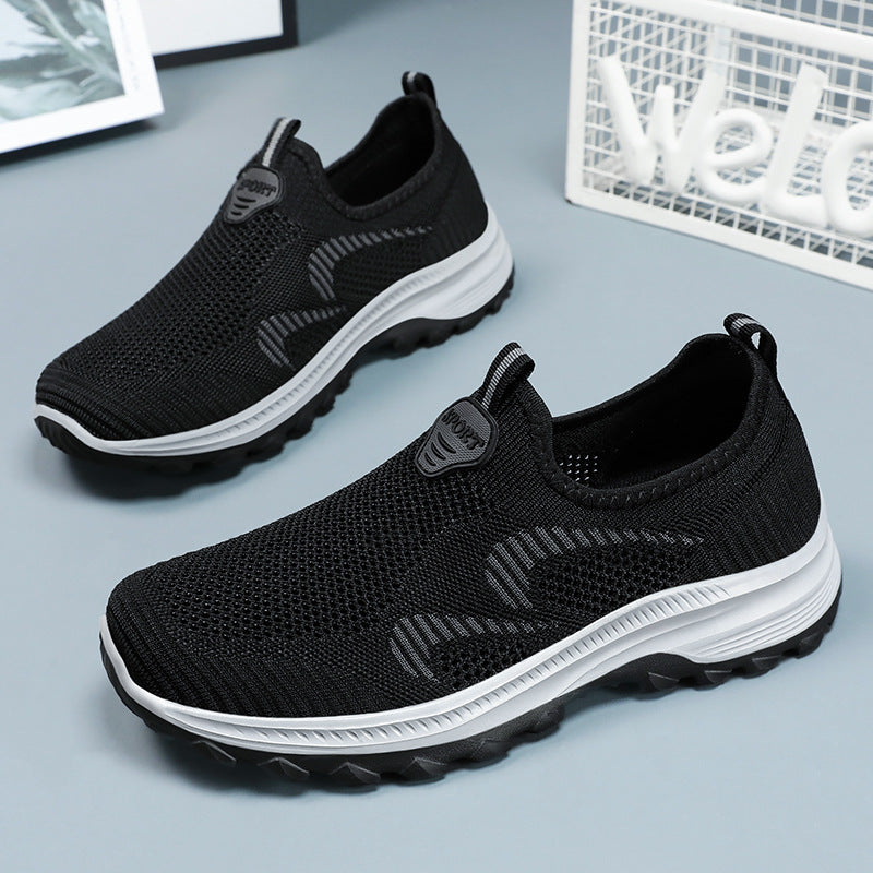 Herren nan elastischer Strick-Slip-On Trekking-Sneaker mit griffiger Profilsohle und ergonomischer Dämpfungssohle Drune