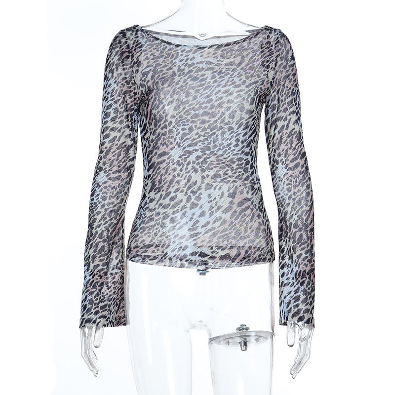 Damen Langarmshirt mit transparenten Tiermuster Drune