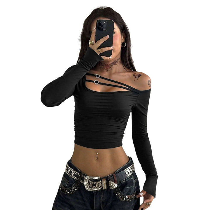 Damen elegantes asymmetrisches Top mit raffinierten Trägerdetails Drune