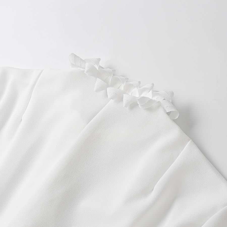 Damen elegante Bluse mit Rüschendetails Drune