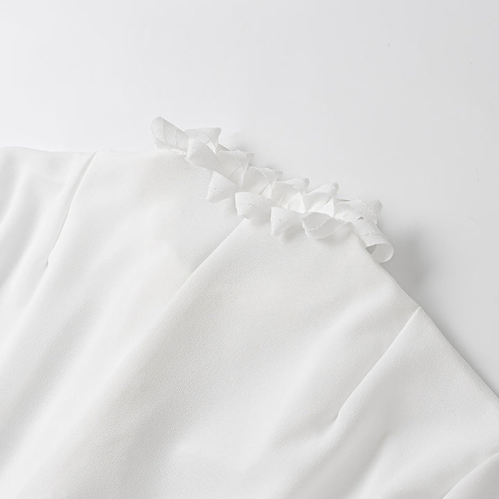 Damen elegante Bluse mit Rüschendetails Drune