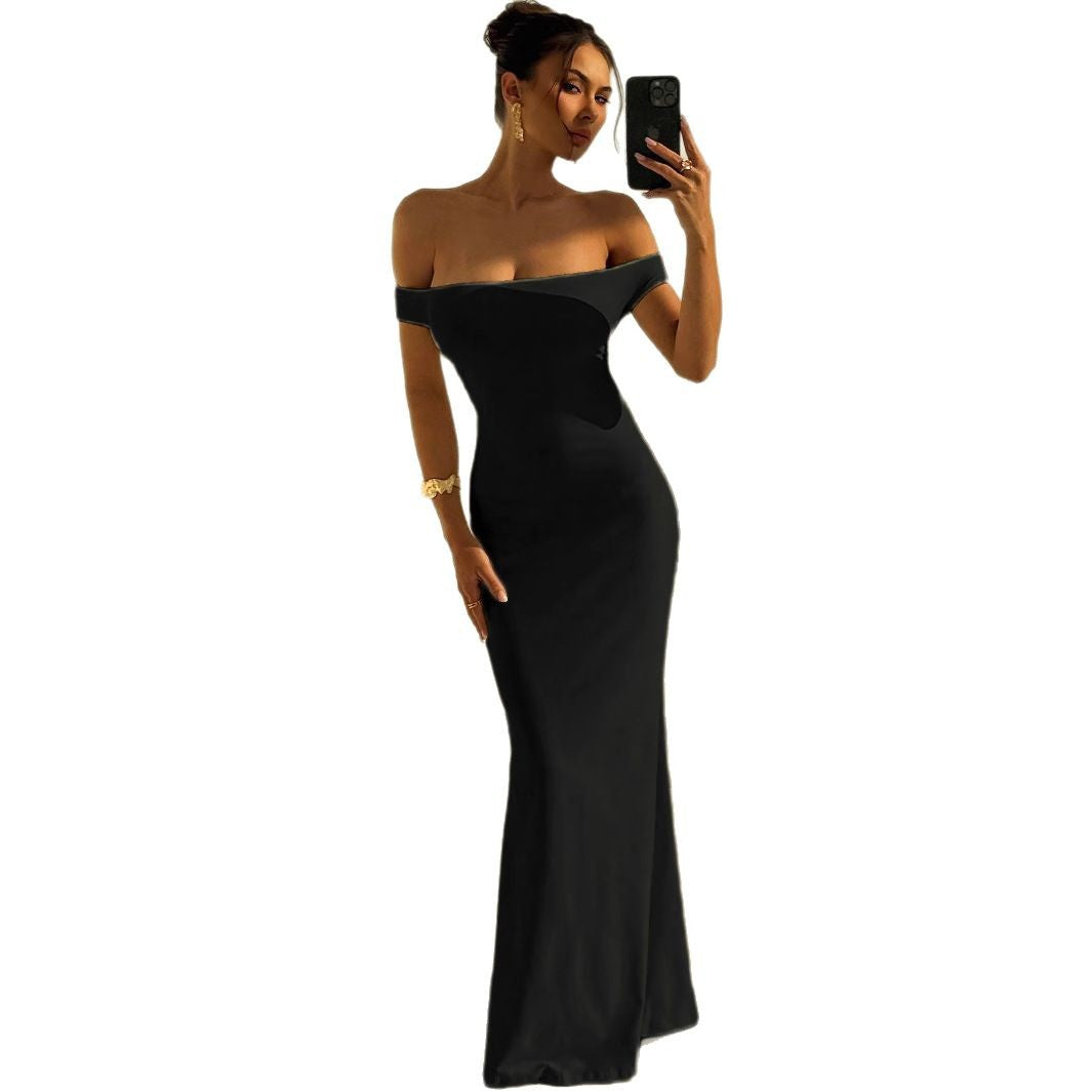 Damen Elegantes Off-Shoulder Maxikleid mit figurbetontem Schnitt Drune