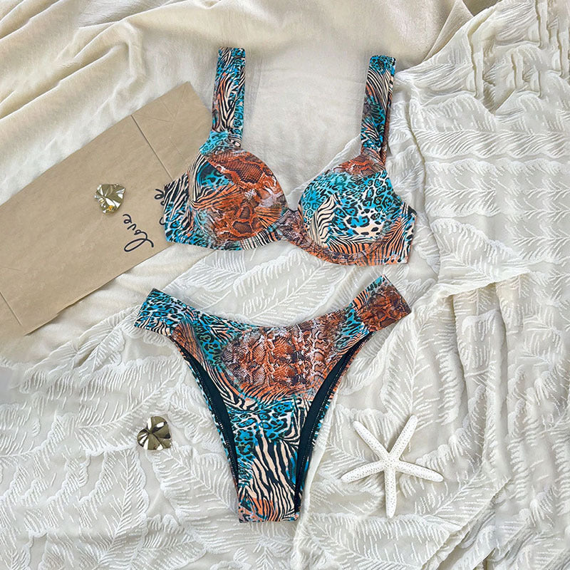 Damen Triangel-Bikini mit innovativem Tiermuster Drune