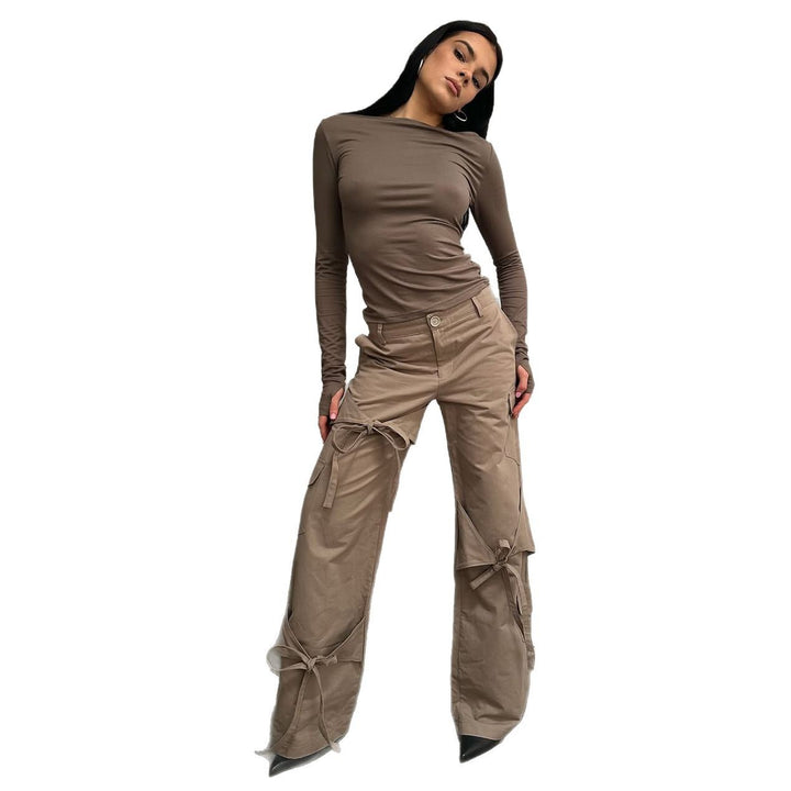 Damen Langarmshirt mit lässigem Schnitt und Binde-Details Drune