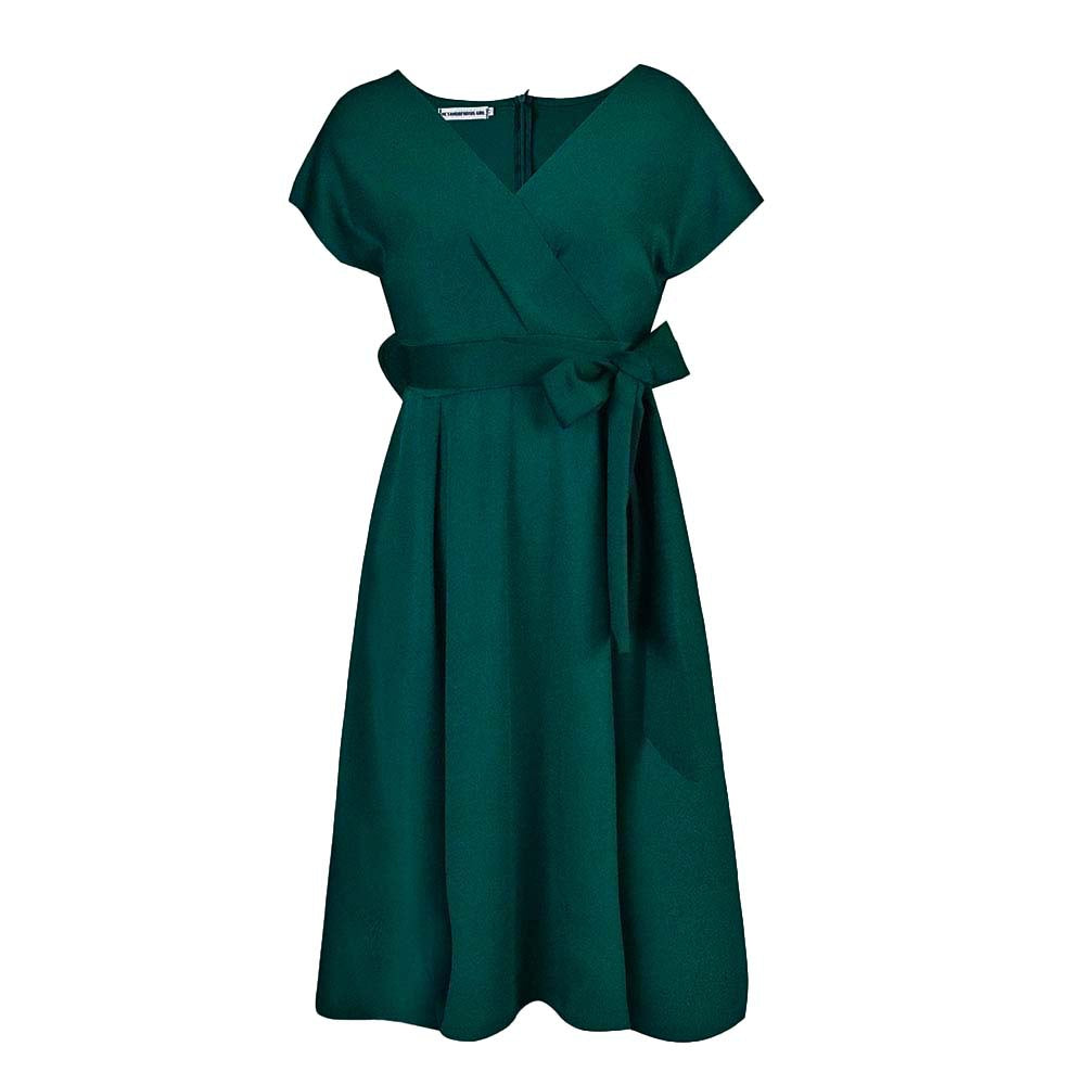 Damen Wickelkleid mit elegantem Schnitt und dekorativem Taillengürtel Drune