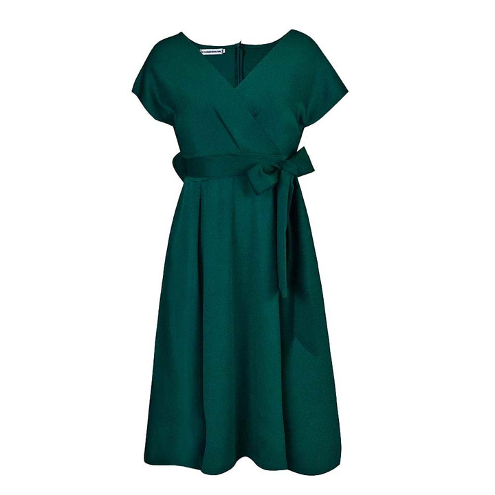 Damen Wickelkleid mit elegantem Schnitt und dekorativem Taillengürtel Drune