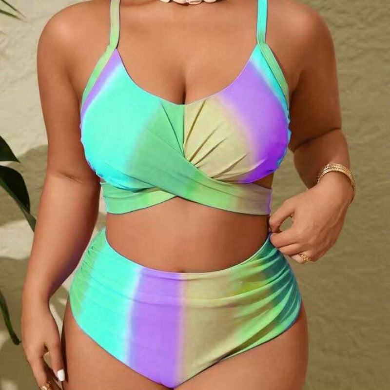 Damen Bikini-Set mit modischer Wickeloptik und hohem Bund Drune