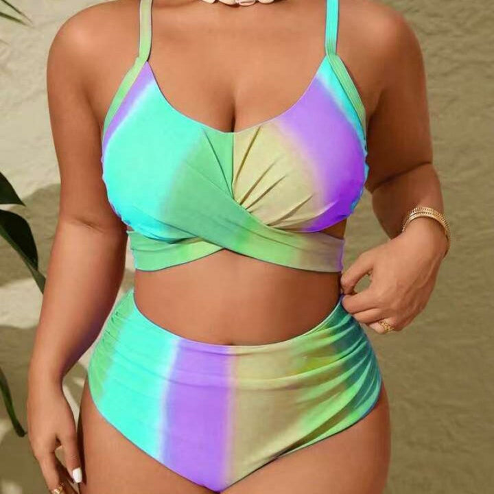 Damen Bikini-Set mit modischer Wickeloptik und hohem Bund Drune