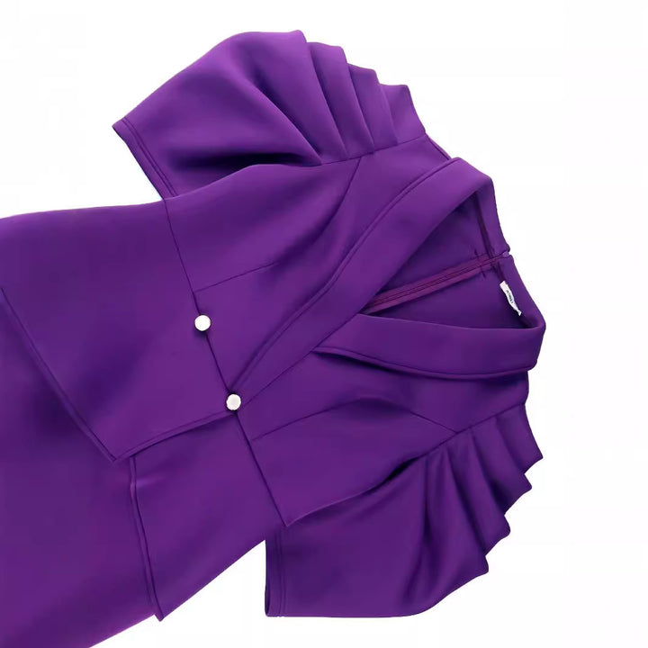 Damen Elegantes Etui-Kleid mit voluminösen Puffärmeln Drune