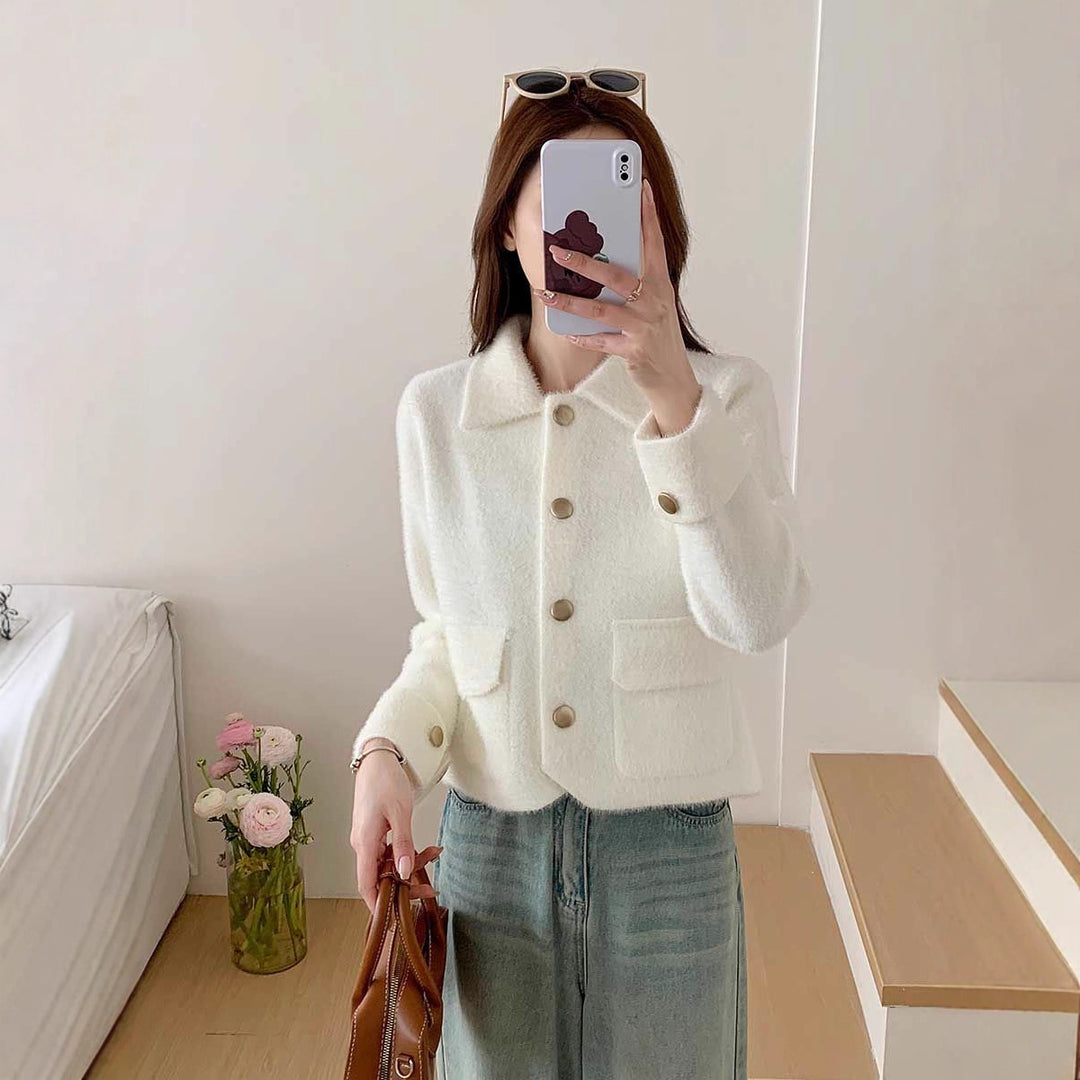 Damen elegante und kuschelige Kurzjacke Drune