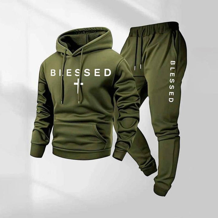 Damen Sweatshirt- und Jogginghose-Set mit modernem Schriftzug und praktischen Taschen Drune