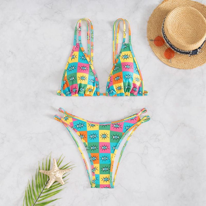 Damen Triangel-Bikini mit auffälligem grafischen Design Drune