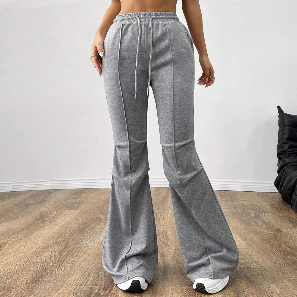 Damen weite Jogginghose mit elastischem Bund und ausgestelltem Bein Drune