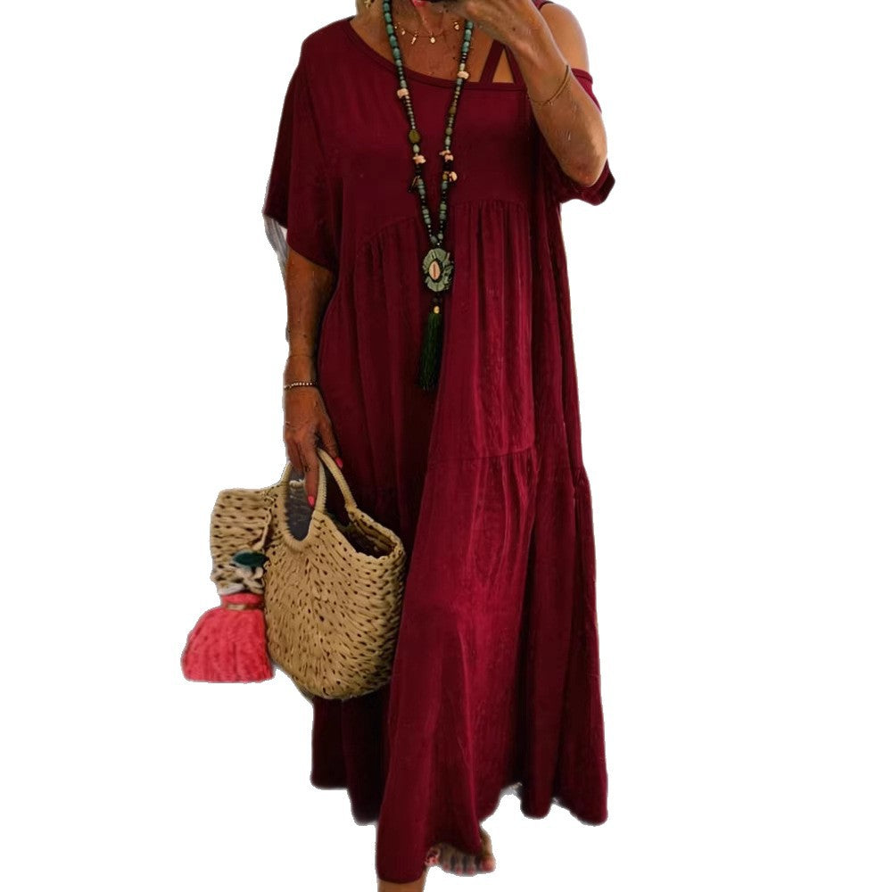 Damen Maxikleid mit lässigem Schnitt und asymmetrischem Design Drune