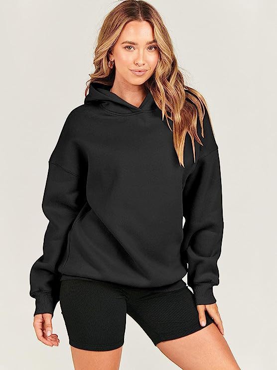 Damen lässiger Kapuzenpullover mit extragroßem Schnitt und weichem Fleece-Material Drune