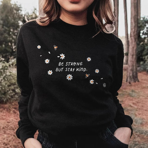 Damen Sweatshirt mit inspirierender Botschaft und floralem Design Drune