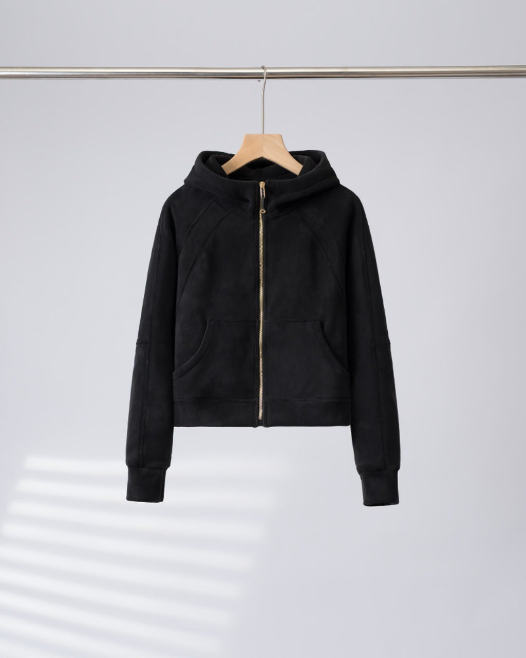 Damen kuschelige Kapuzenjacke mit hohem Kragen und praktischen Taschen Drune