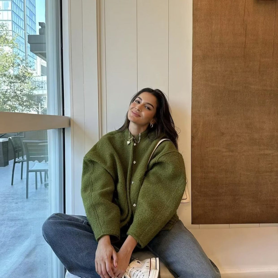 Damen lässige Oversized-Jacke aus hochwertigem Stoff Drune