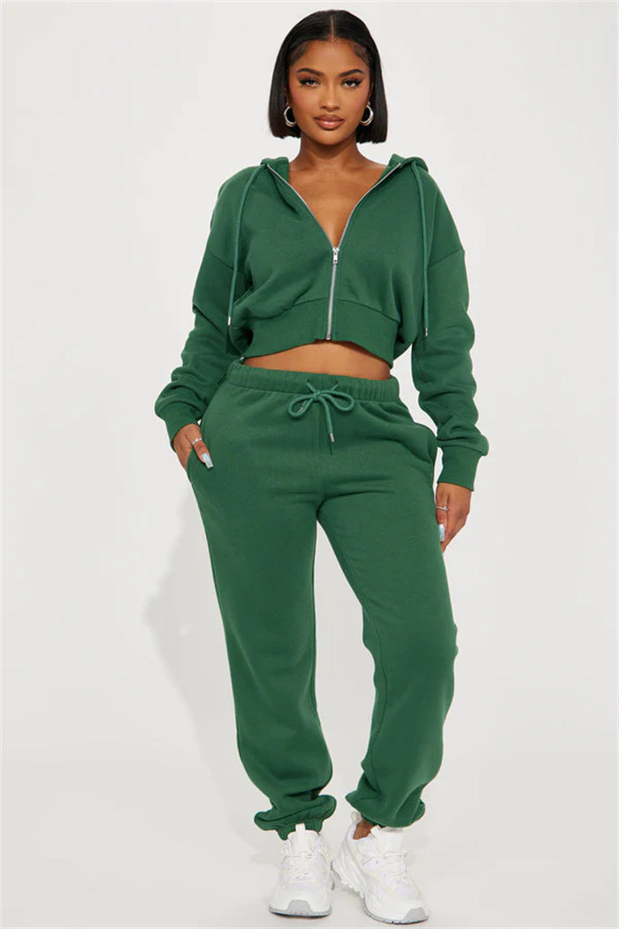 Damen lässiges Hoodie- und Jogginghosen-Set mit verstellbarem Bund Drune