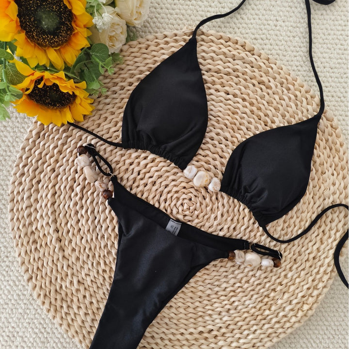 Damen Triangel-Bikini mit raffiniertem Knoten-Detail und verstelbaren Trägern Drune