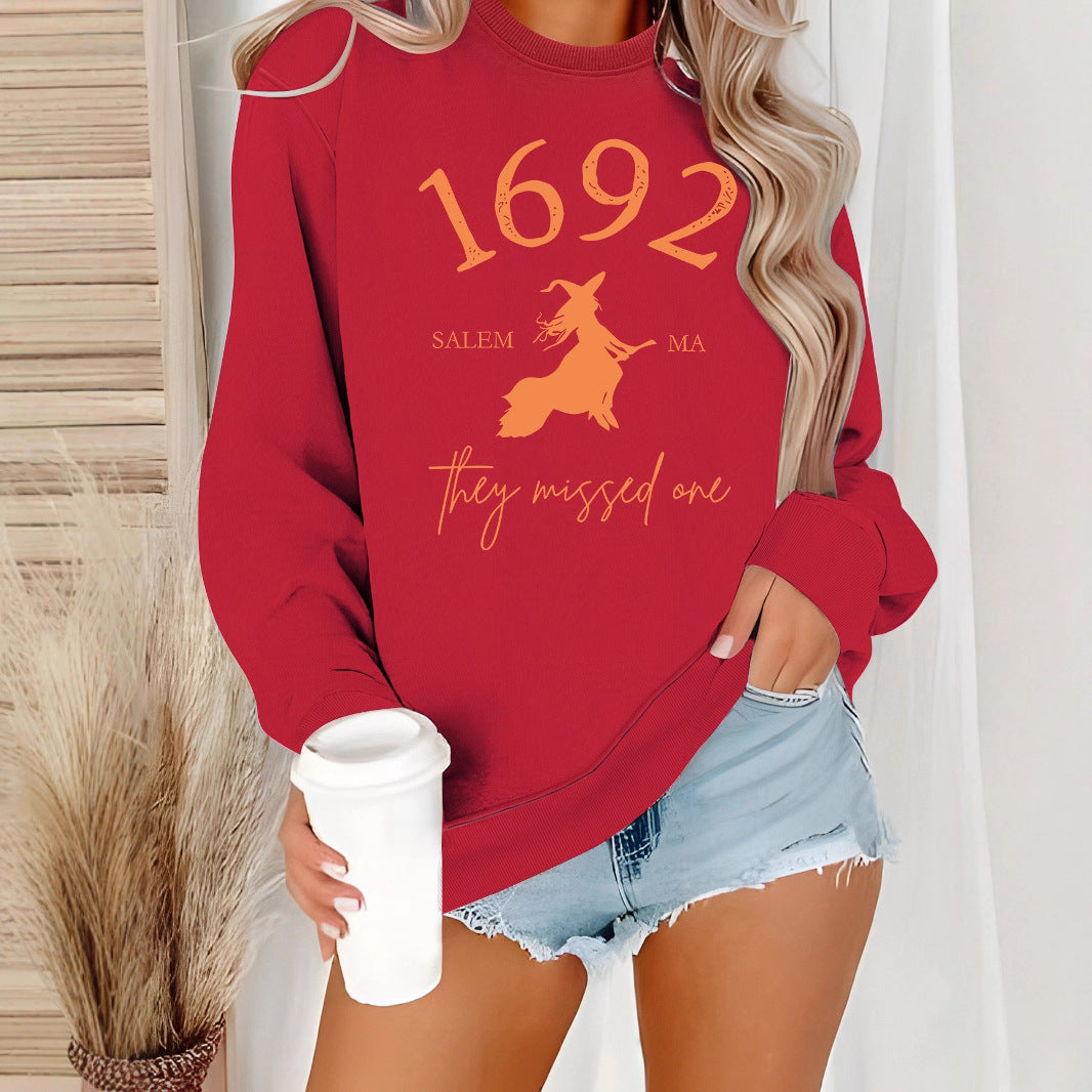 Damen Sweatshirt mit kreativem Witch-Motiv und gemütlichem Schnitt Drune