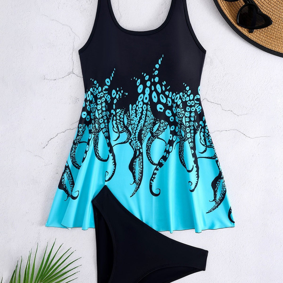 Damen Tankini-Set mit eleganter Flatteroptik und modernem Tiermotiv Drune