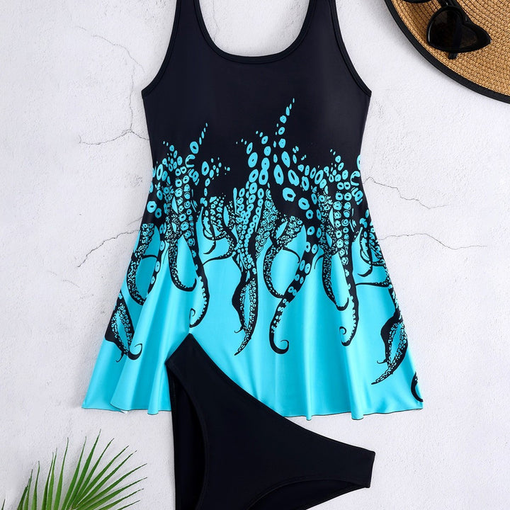 Damen Tankini-Set mit eleganter Flatteroptik und modernem Tiermotiv Drune
