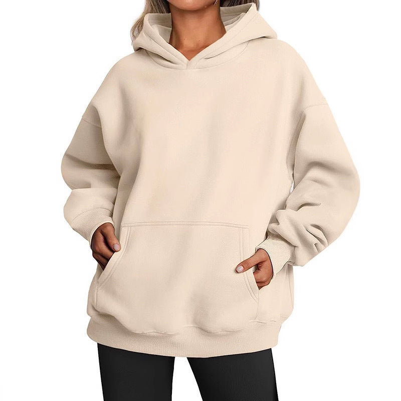 Damen lässiger Kapuzenpullover mit bequemer Passform und Kängurutasche Drune