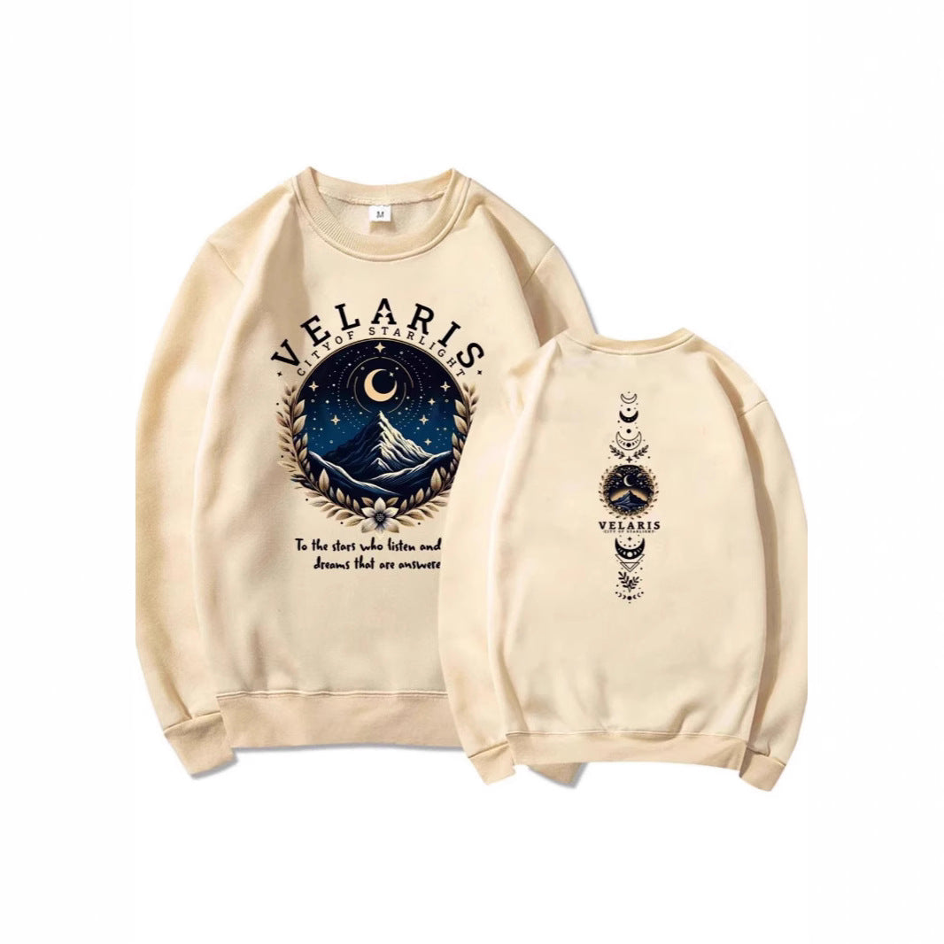 Damen Sweatshirt mit künstlerischem Nachthimmel-Motiv Drune