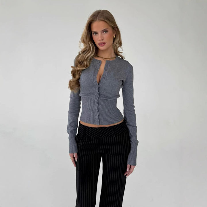 Damen taillierte Strickjacke mit Knopfleiste und enganliegendem Schnitt Drune