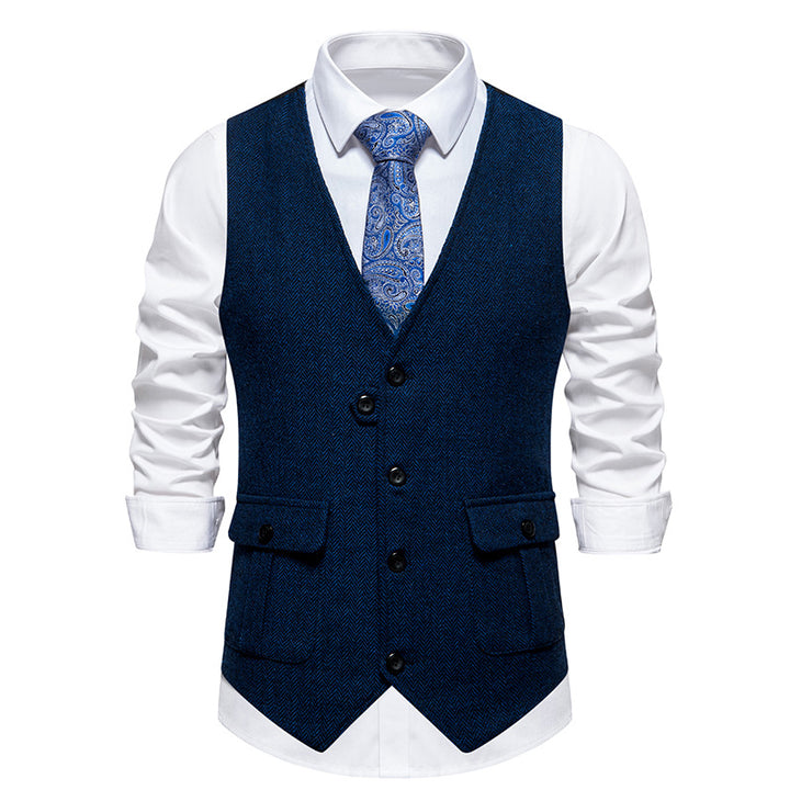 Herren elegante Weste im strukturierten Hahnentrittdesign Drune