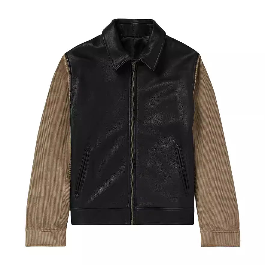 Herren modische Kunstlederjacke im modernen Design mit strukturierten Ärmeln Drune