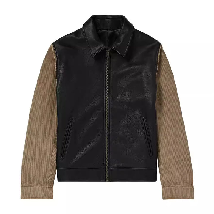 Herren modische Kunstlederjacke im modernen Design mit strukturierten Ärmeln Drune