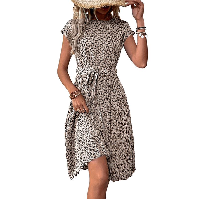 Damen Midikleid mit asymmetrischem Schnitt und modischem Bindegürtel Drune
