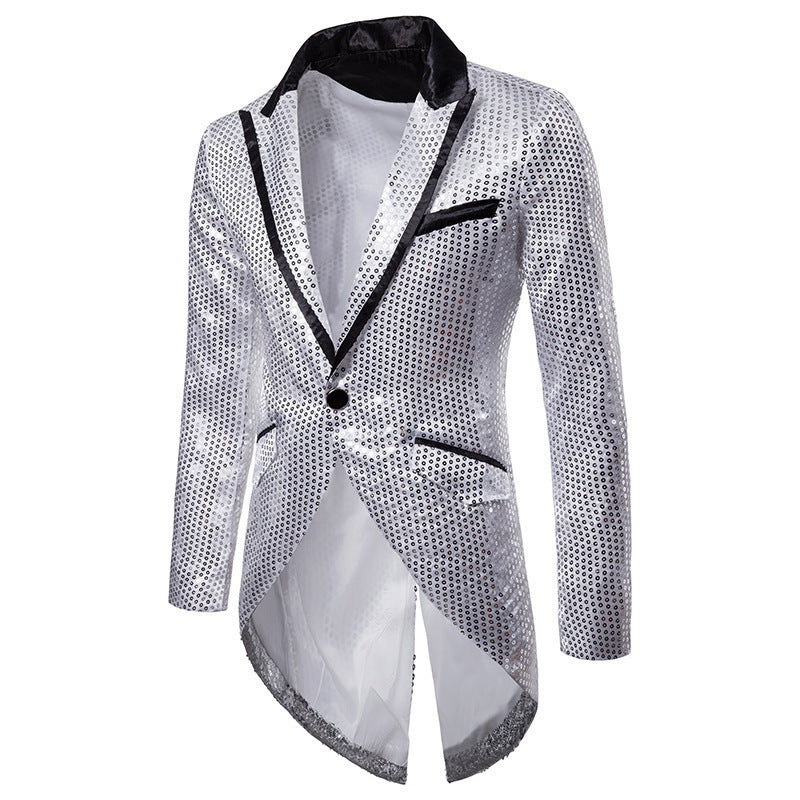 Herren eleganter Pailletten-Blazer mit asymmetrischem Schnitt und luxuriösem Design Drune
