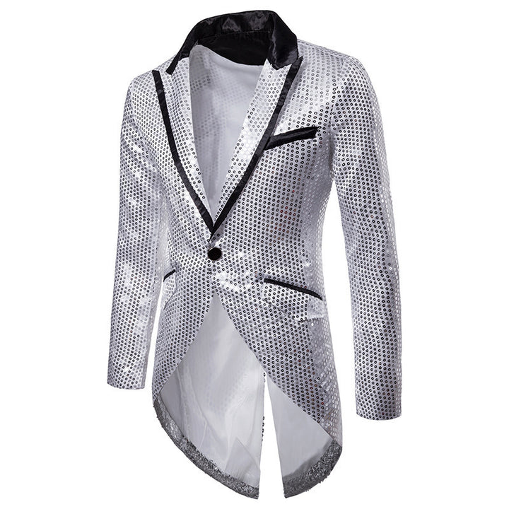 Herren eleganter Pailletten-Blazer mit asymmetrischem Schnitt und luxuriösem Design Drune