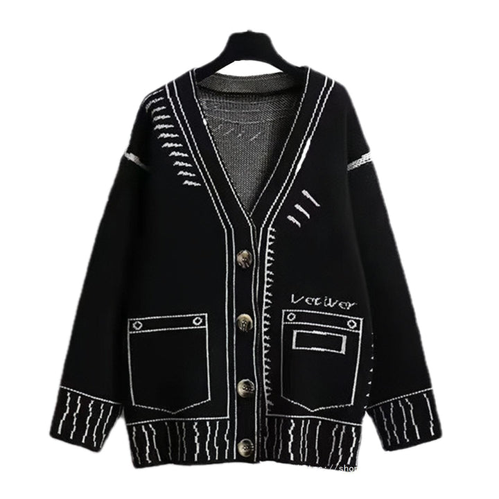 Damen Strickjacke mit kreativem Design und hochwertigen Knöpfen Drune