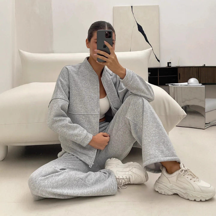 Damen Sportliches Lounge-Set mit kuscheliger Jacke und bequemen Hosen Drune