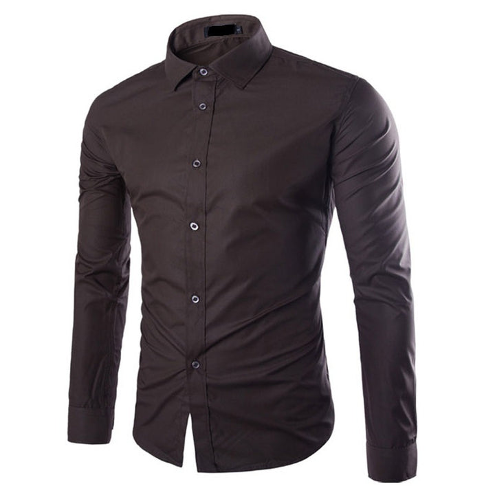 Herren Slim-Fit Langarm-Hemd Drune