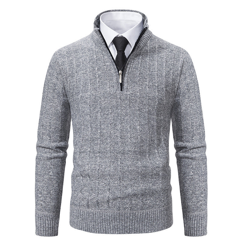 Herren modischer Strickpullover mit Reißverschluss und hohem Kragen Drune