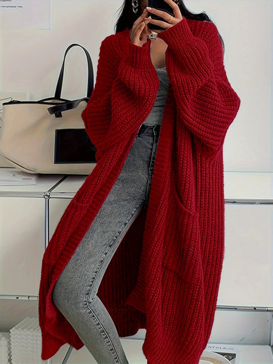 Damen Langer Strickcardigan mit seitlichen Taschen und lässigem Schnitt Drune