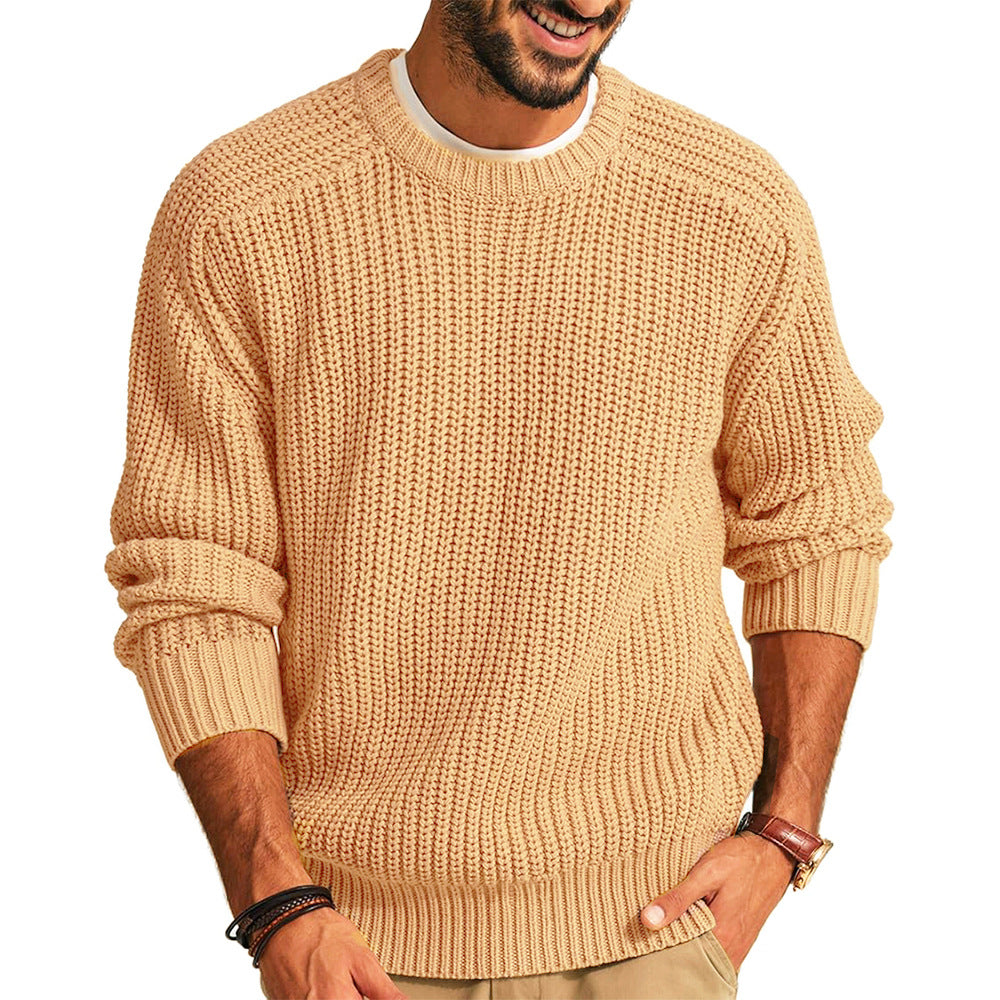 Herren lockerer Grobstrickpullover mit Raglanärmeln Drune