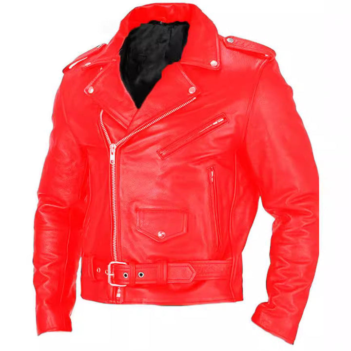 Herren Bikerjacke aus Leder mit asymmetrischem Reißverschluss Drune
