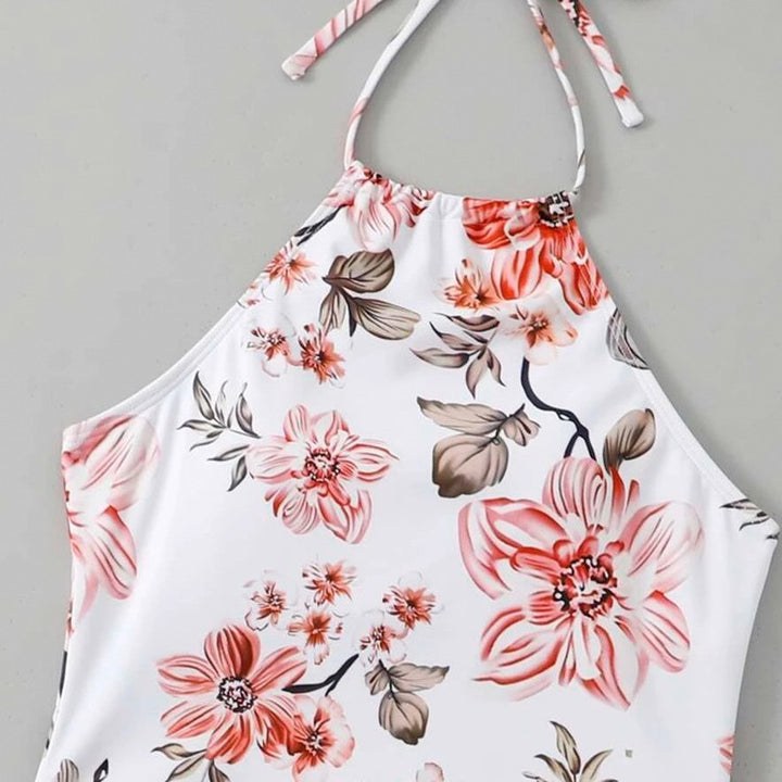 Damen Schnittiger Tankini mit floralem Design und verstellbaren Riemen Drune